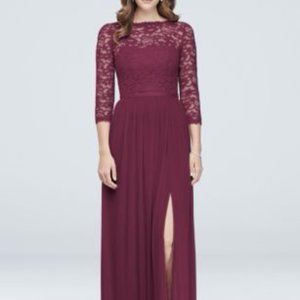 David's Bridal Wine Coloured Bridesmaid Dress